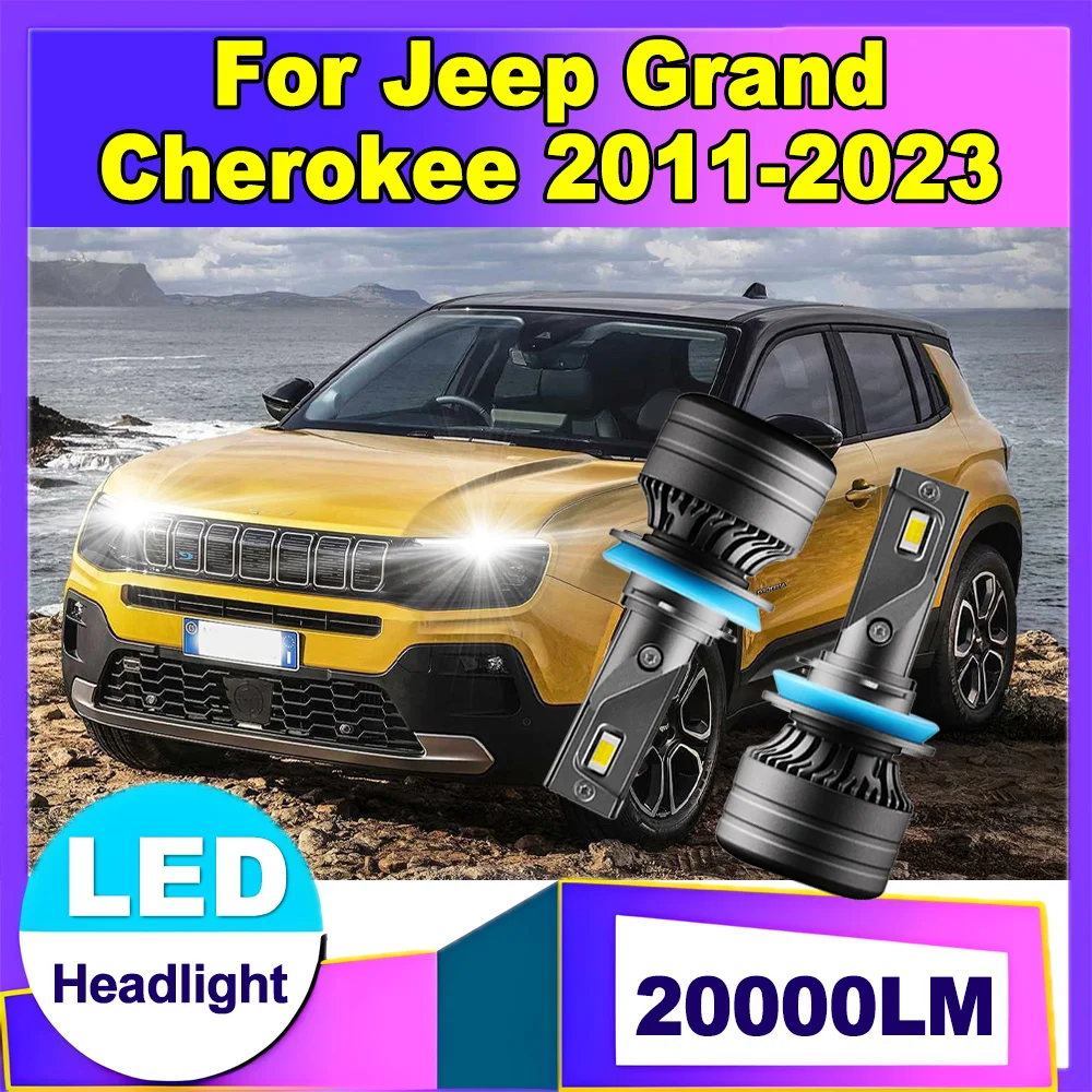 

2PCS Car Front Headlamps 3570 CSP Chips 20000LM H11 H8 H9 LED Headlight 6000K Super White 120W For Jeep Grand Cherokee 2011-2023
