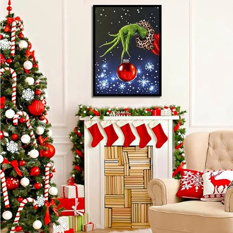 AB Diamantmalerei-Set, Weihnachten für Erwachsene, Diamantkunst für Erwachsene Anfänger, Diamant-Dot-Gem-Kunst zur Raumdekoration