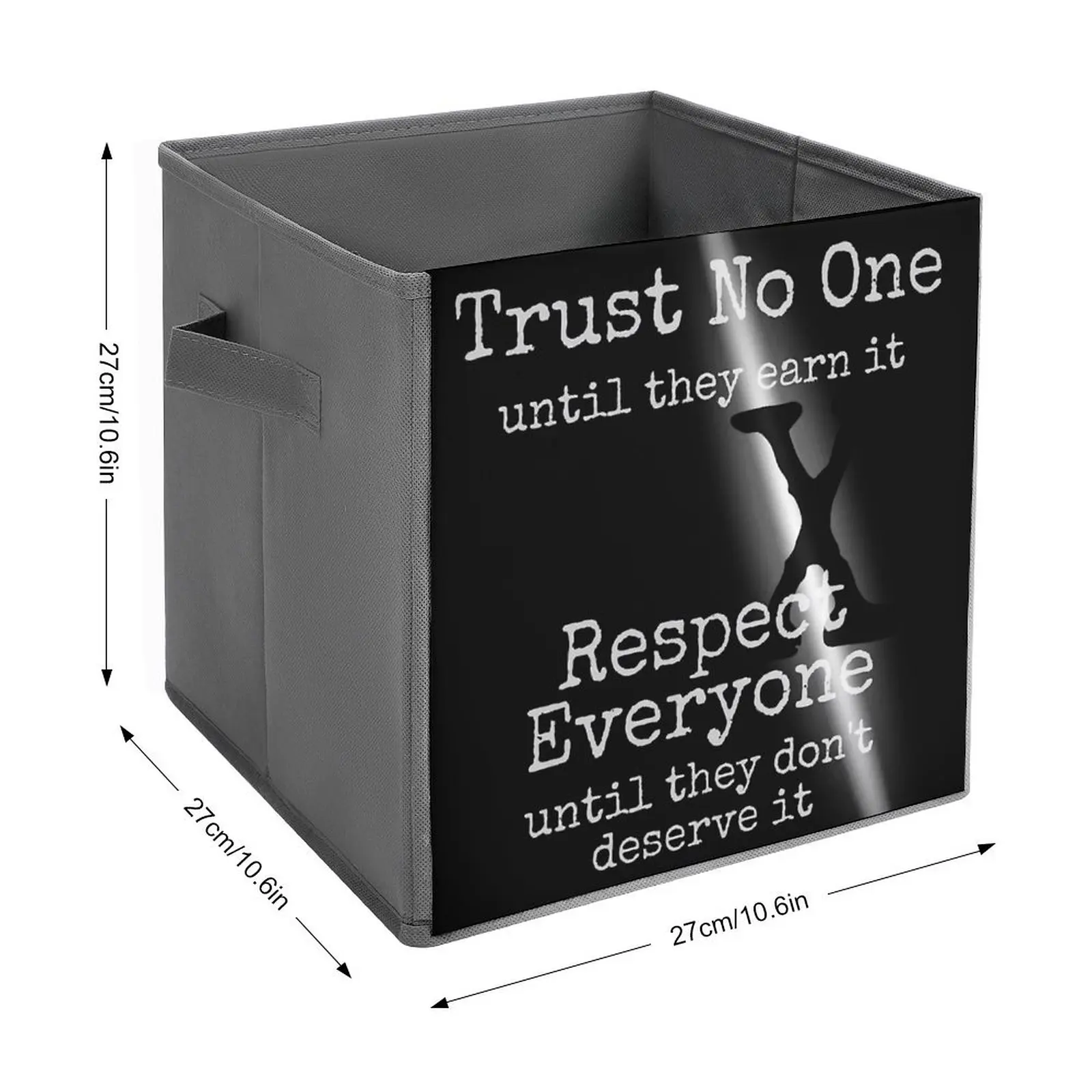 Storage Bins Trust No One Respect Everyone Graphic for Folding Storage Box Dust Proof Convenient Travel Storage Graphic Vintage