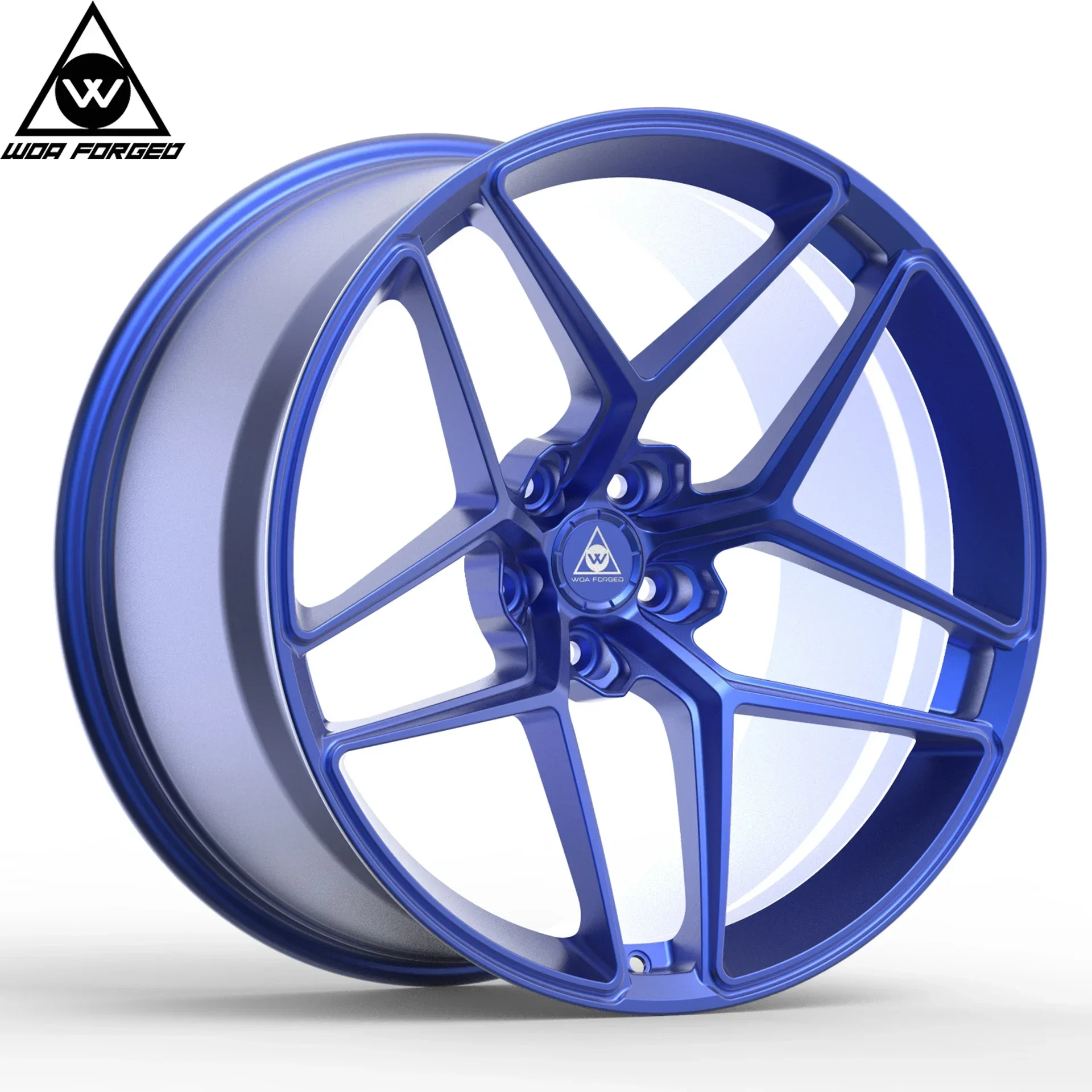 WOAFORGED حار بيع مخصص اللون مصقول الأزرق سبائك الألومنيوم عجلة مزورة مزدوجة خمسة تكلم عجلة سيارة الركاب Ff11 حافة المحور #2