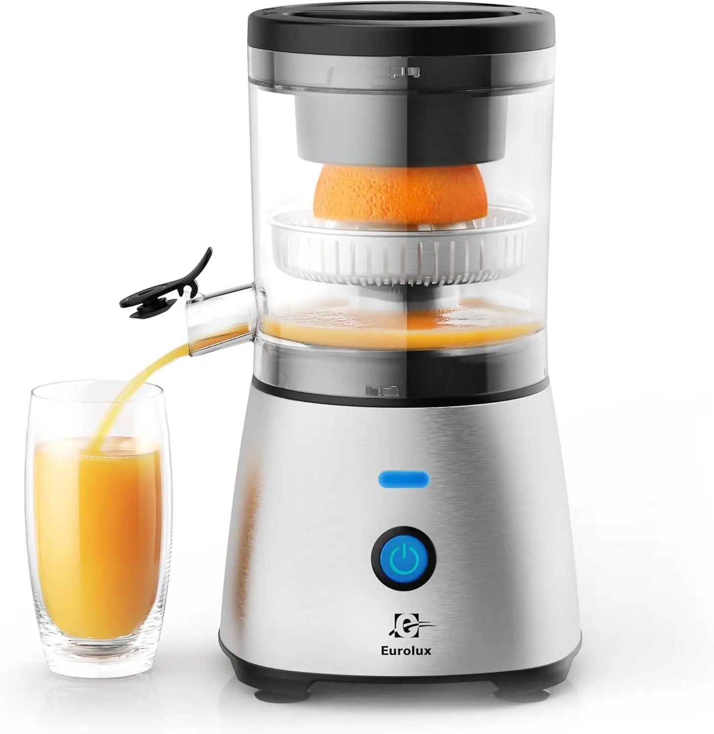 

Electric Citrus Juicer Stainless Steel Hands-Free One-Touch Orange Lemon Lime Squeezer Quiet Easy Clean Countertop Appliance