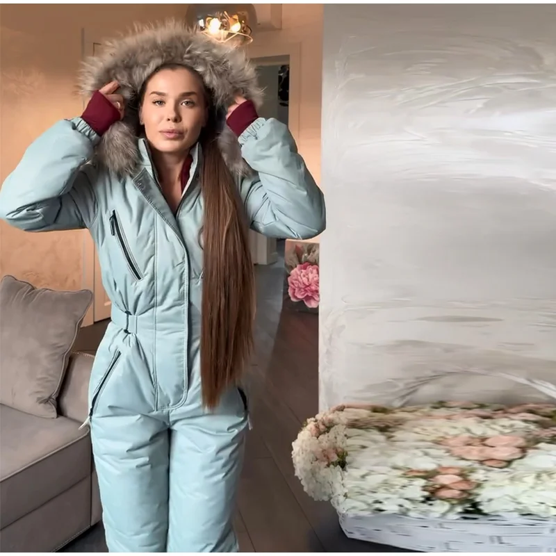 Warm Hooded Puffer Winter Jumpsuit. S52535ac05fe6442384de9e93f2df630cV