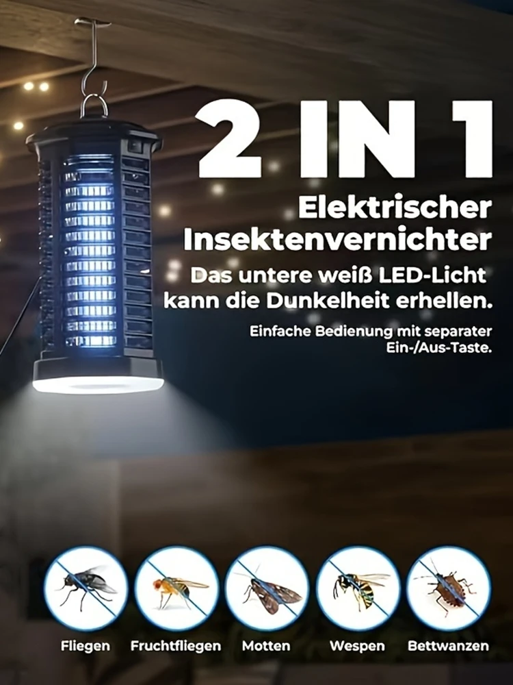 Bug Zapper Outdoor 4200V Muggenzapper Met Led Light Fly Trap Voor Binnen En Buiten Waterdichte Muggenmoordenaar Elektrische Vliegenval