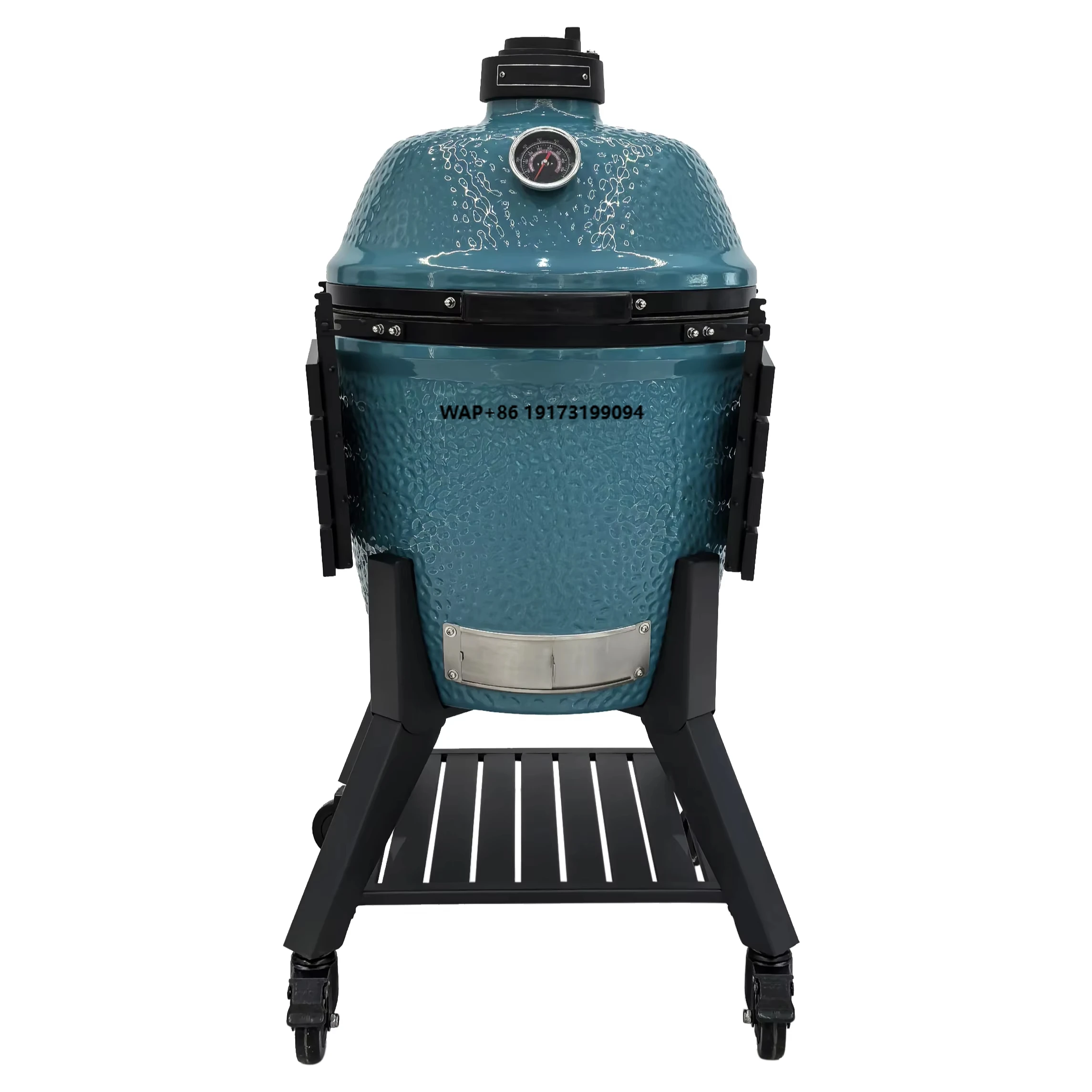 

Manufacturer's Large 22-Inch Glossy Light Blue Ceramic KAMADO JOE BBQ Grill MK22 Pro Smoker Modern Style Charcoal Egg Shaped