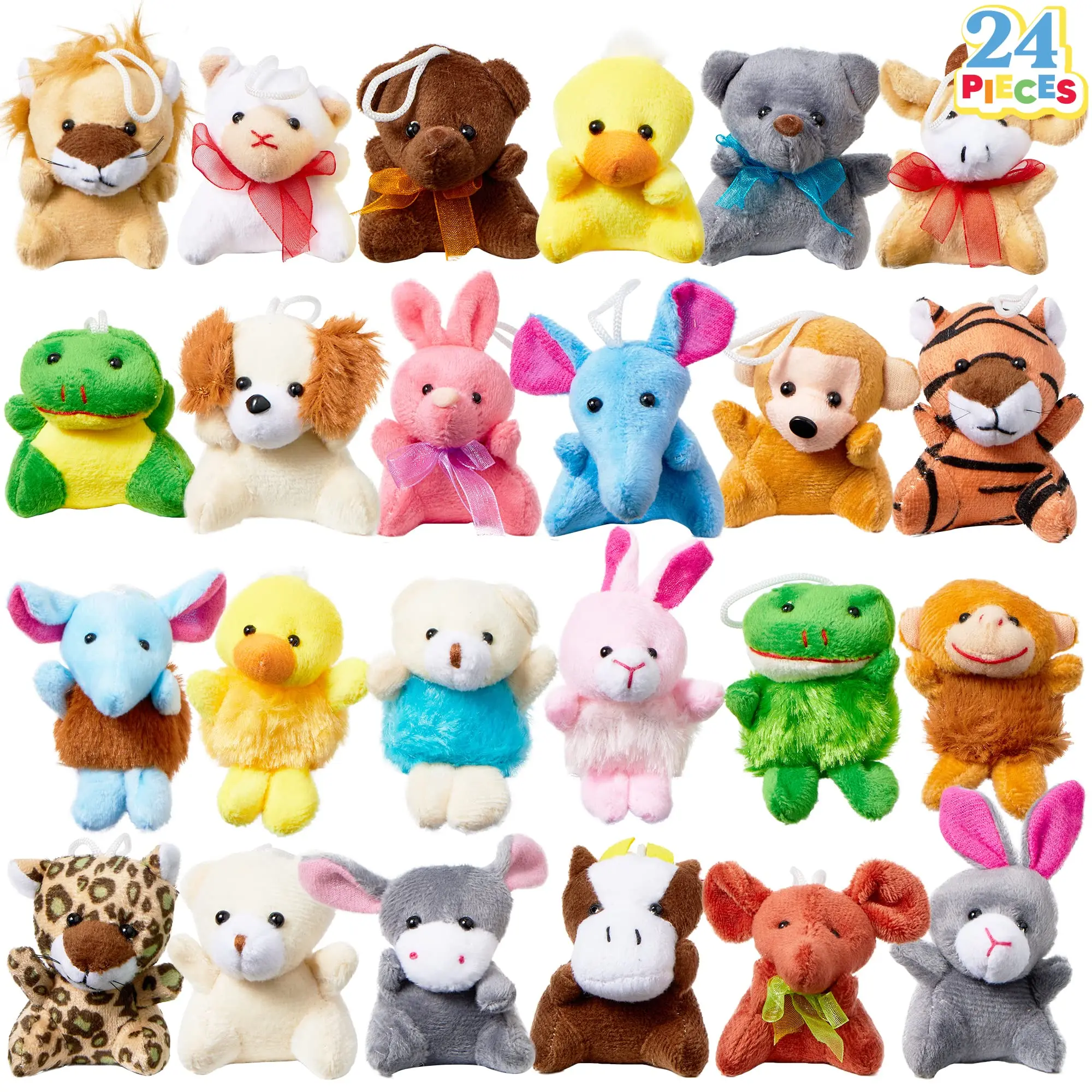 

24 Pcs Mini Animal Plush Toys 3” Stuffed Animal Bulk for Kids Birthday Party Favors Presents Pinata Fillers Goodie Bag Fillers