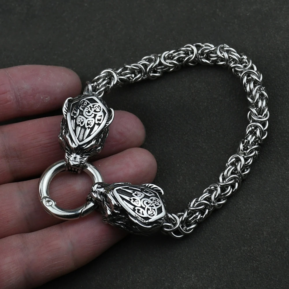 Norse Viking Wolf Head Bracelets Fenrir Bear claw Odin's Wolf Bracelets Men Stainless Steel Odin Wolf Bangle Amulet Viking Jewel