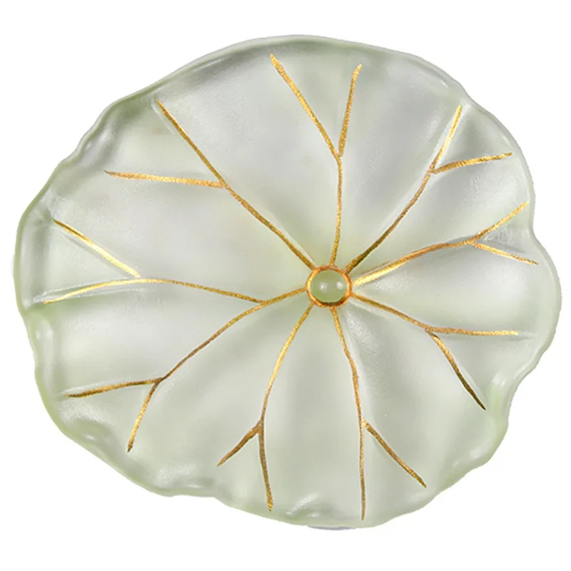 

Chinese glass lace lotus leaf tea coaster, thermal insulation tea tray, pot bearing, new Chinese glass