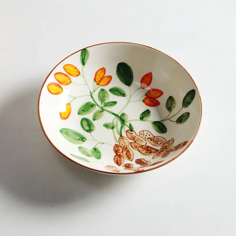 

LTT Good Things Peanut Plate Underglaze Ceramic Household Vegetable Plate Fruit Salad Deep Plate