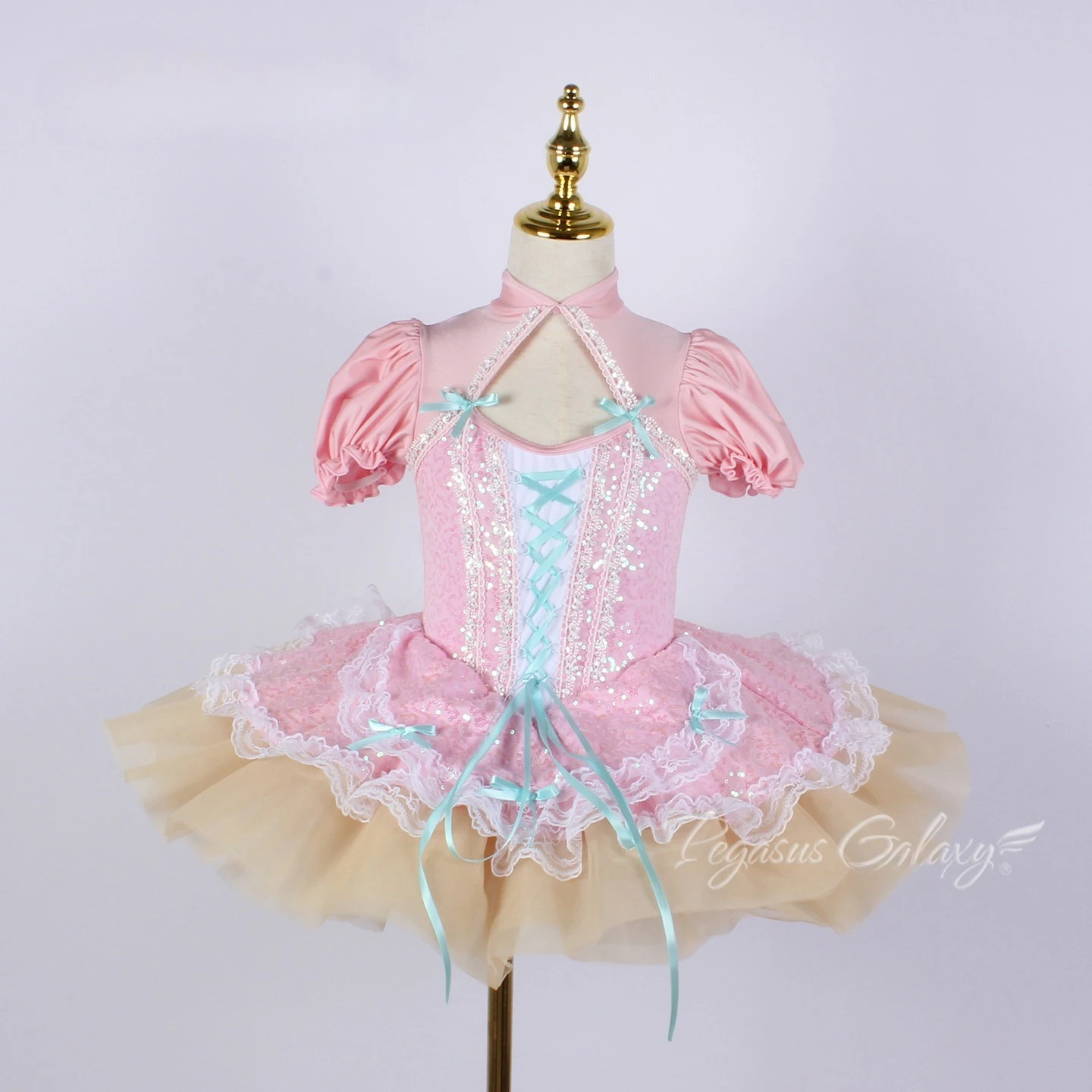 

Китайский балетный костюм с пайетками и кружевом для девочек, с короткими рукавами, пышное платье-пачка, балетное платье для взрослых, для сценических выступлений, розовое