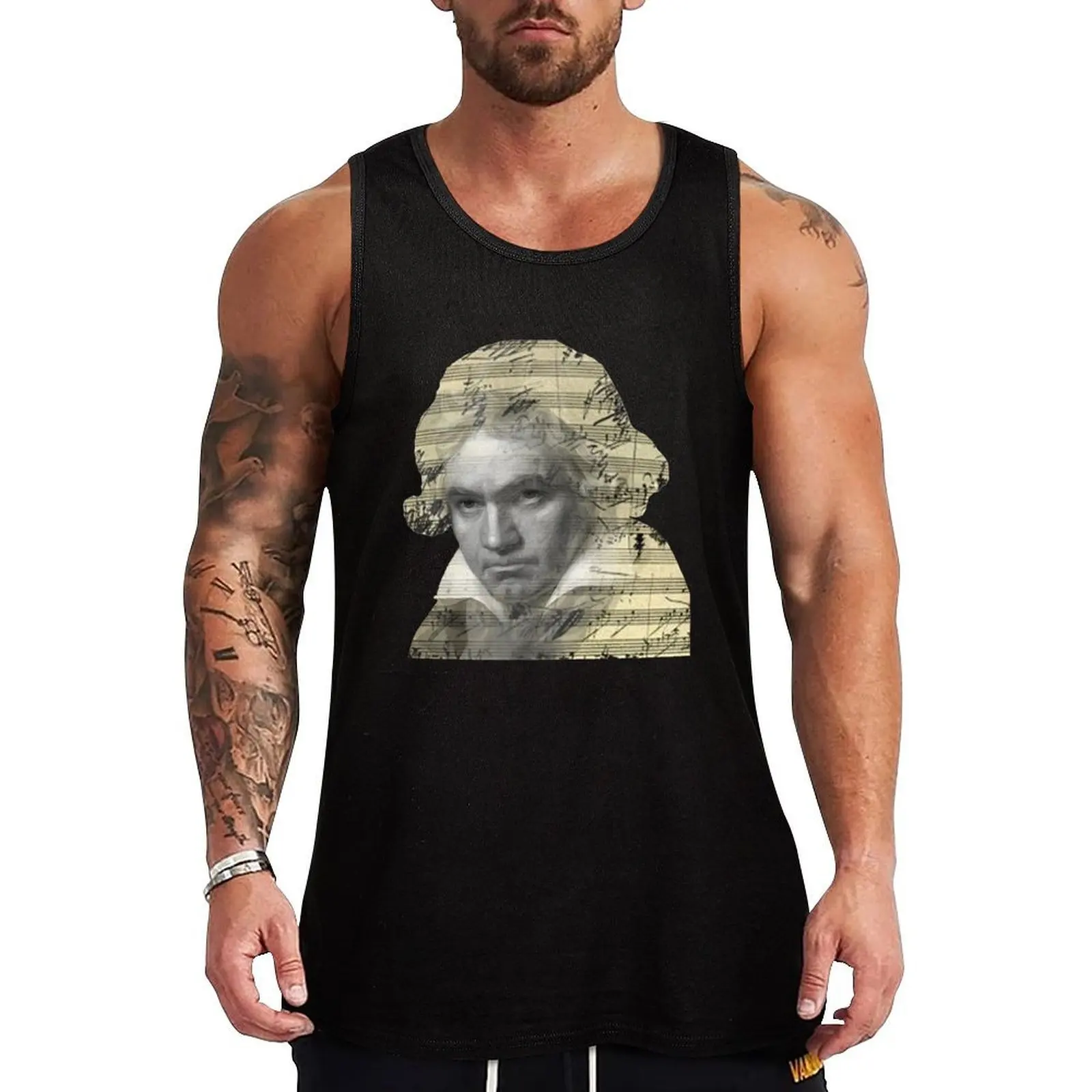 

Beethoven Sheet Music Double Exposure Tank Top summer clothes Top summer clothes man 2025 training weight vest