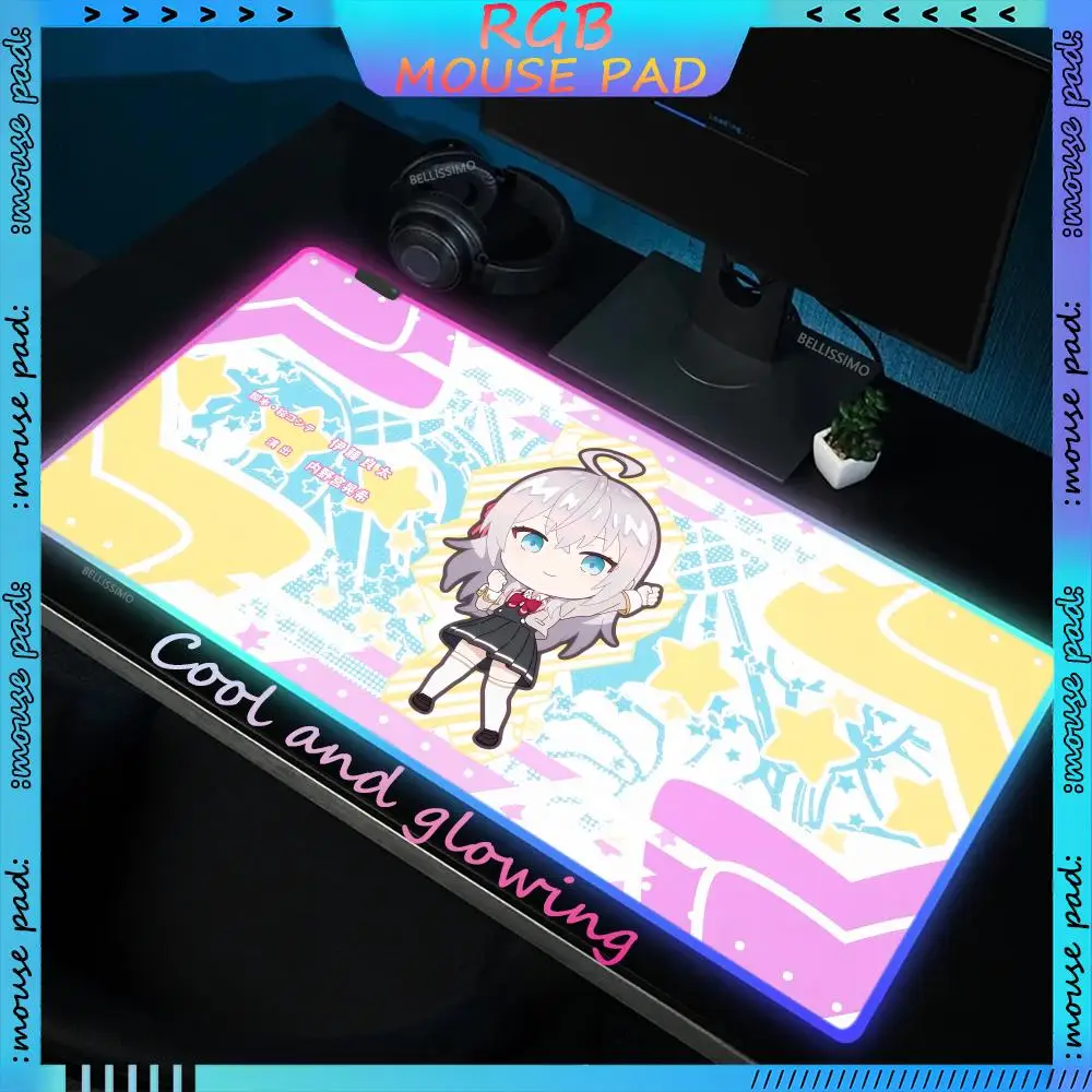 RGB Anime Alya Sometimes Hides Her Feelings In Russian Mouse Pad LED Gaming Keyboard Pad Gaming Accessories Luminous Desk mat