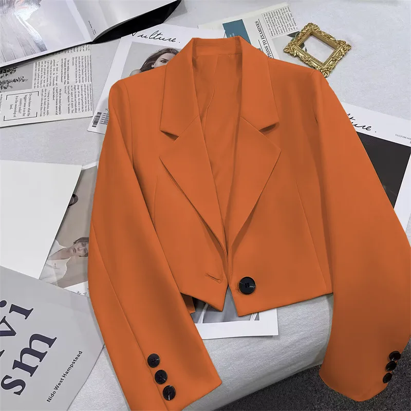 

Faionable ort Orange Jaet Women's Small Size Office Lady Sle Spring Autumn Workwear Polyester Fabric Commute Sle