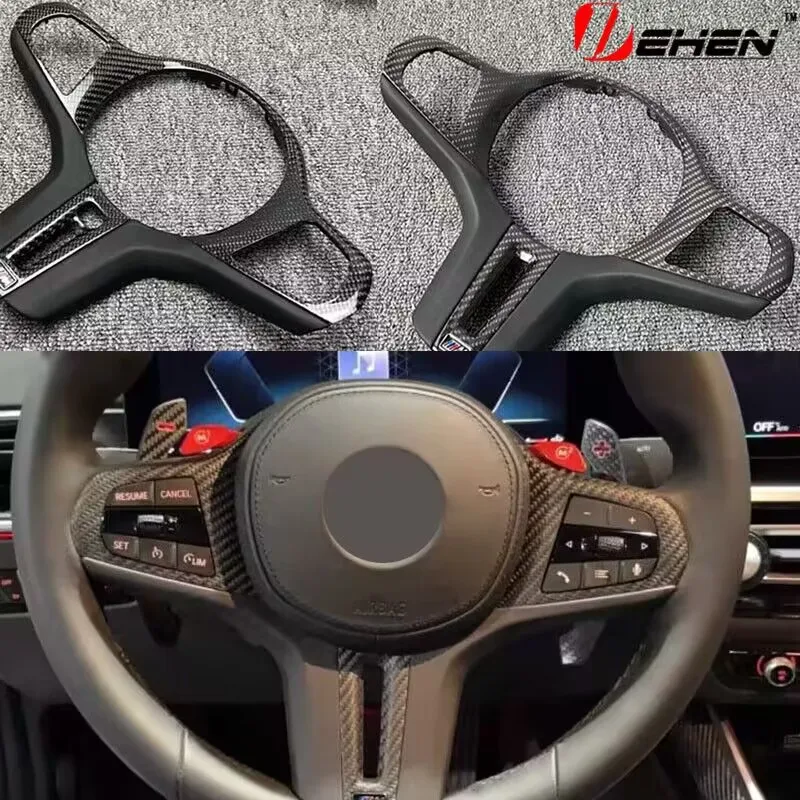 Fit For BMW 5/6/7/8 Series X3 X4 X5 X6 X7 G30 G32 G80 G02 F95F97 F98 Carbon Fiber Car Steering Wheel Panel Decoration Cover Trim