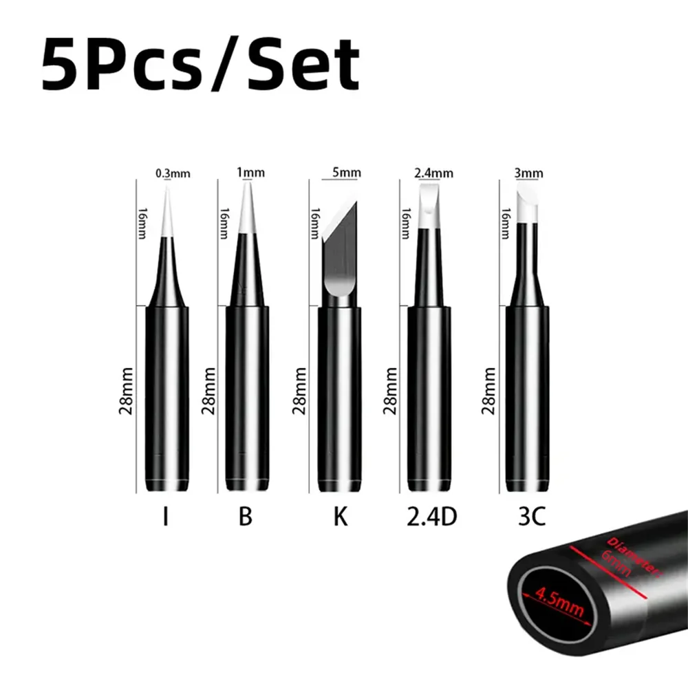 5pcs Soldering Iron 900M Soldering Iron Head Set Inside Hot Bare Copper Electric Soldering Iron Tip