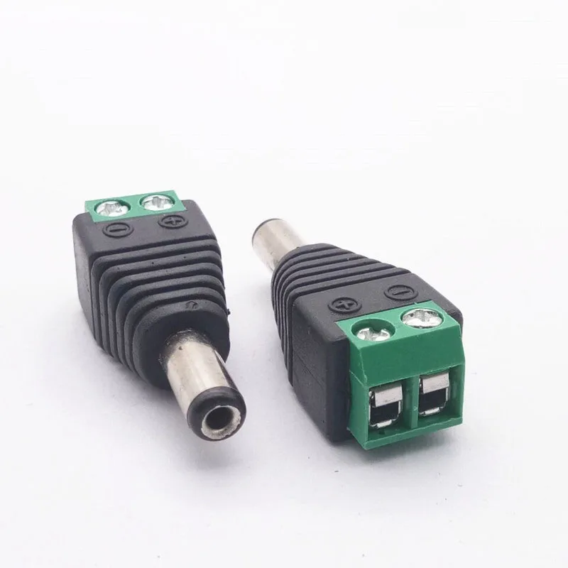 5pcs 5.5mmx2.1mm DC Female Male Power Plug Adapter Connector Power Jack Socket Adapter cable terminal for strip CCTV Cameras W1