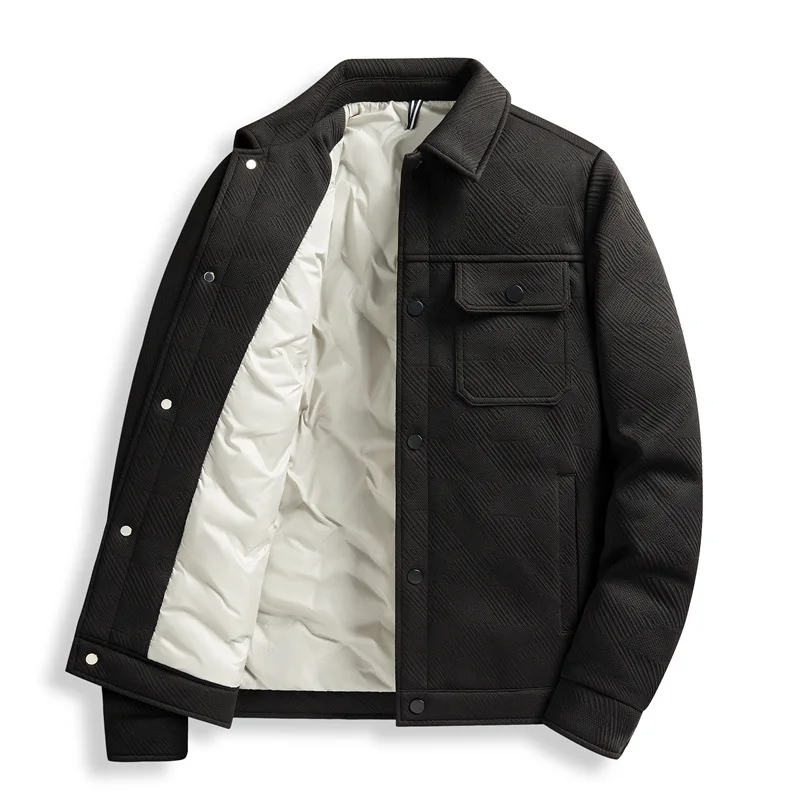 Uomo Tinta unita Casual Trendy Allentato Semplice Basic Colletto rovesciato Manica lunga 50% Piumini d'oca Nuovi cappotti di moda Top