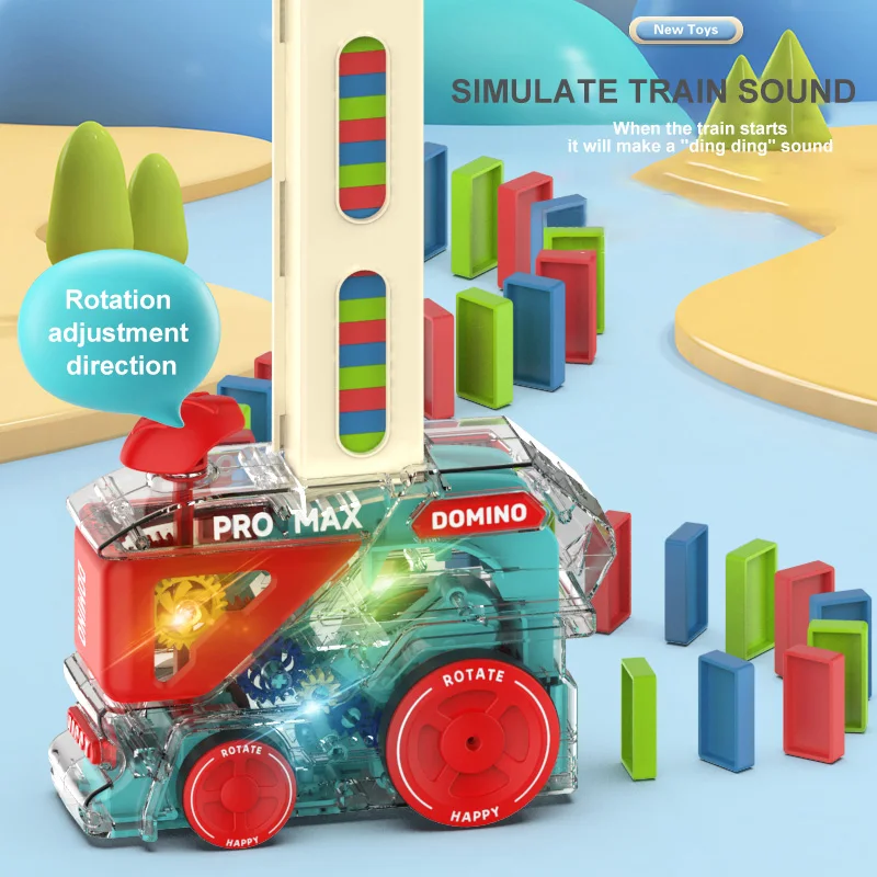 Automatic Laying Domino Train Electric Car Intelligence Educational Toys DIY Colorful Dominoes Set Game For Children Puzzle Gift