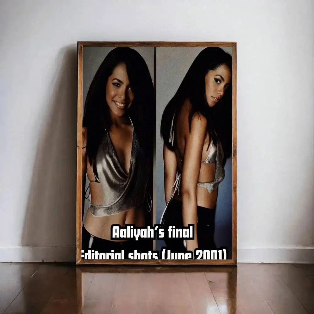 المغني والممثل الأمريكي-Aaliyah ملصق فني ذاتي اللصق مقاوم للماء ورقة ملصق مقهى بار غرفة جدار ديكور #5