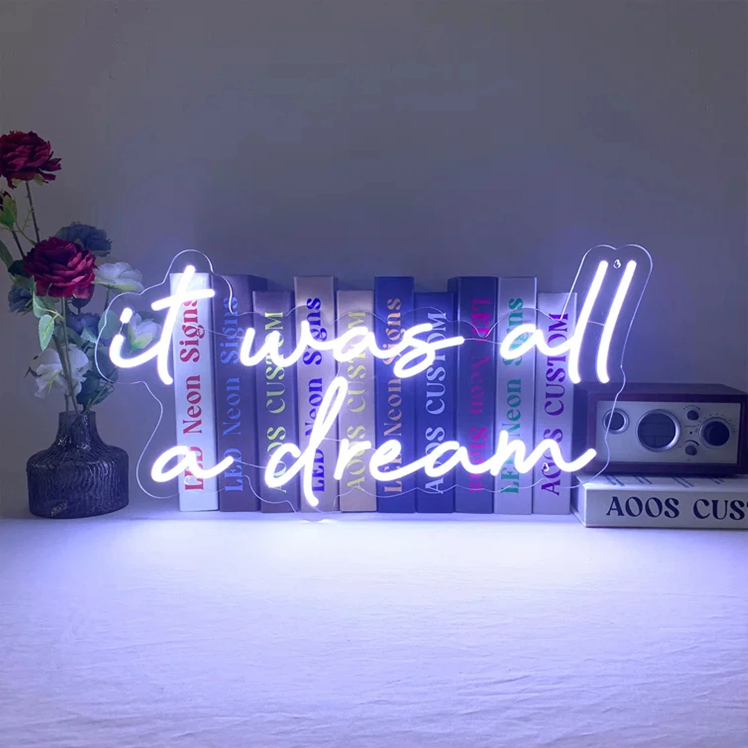 

LED English letter It Was All A Dream Neon Sign Night Light Art Decorative Lights Wall Lamp for Wall Decor Aesthetic Hanging Neo