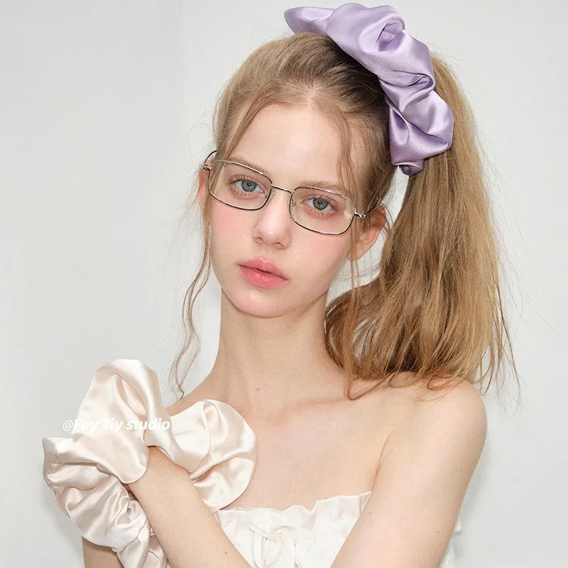 2026 New Oversized Satin Scrunchie High Stretch Hair Rings for Women Ponytail Bun Styling Versatile