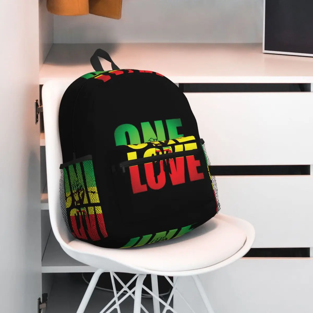 One Love Reggae Jamaica Flag Backpack Student BookBag Kids School Bag Computer Shoulder Bags for Men Women