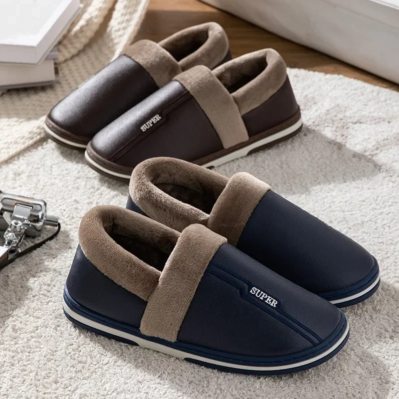 Big Size 47 48 49 50 Men Winter Warm Slippers Waterproof Large Size Home Bedroom Casual Shoes House Indoor Non Slip Slides