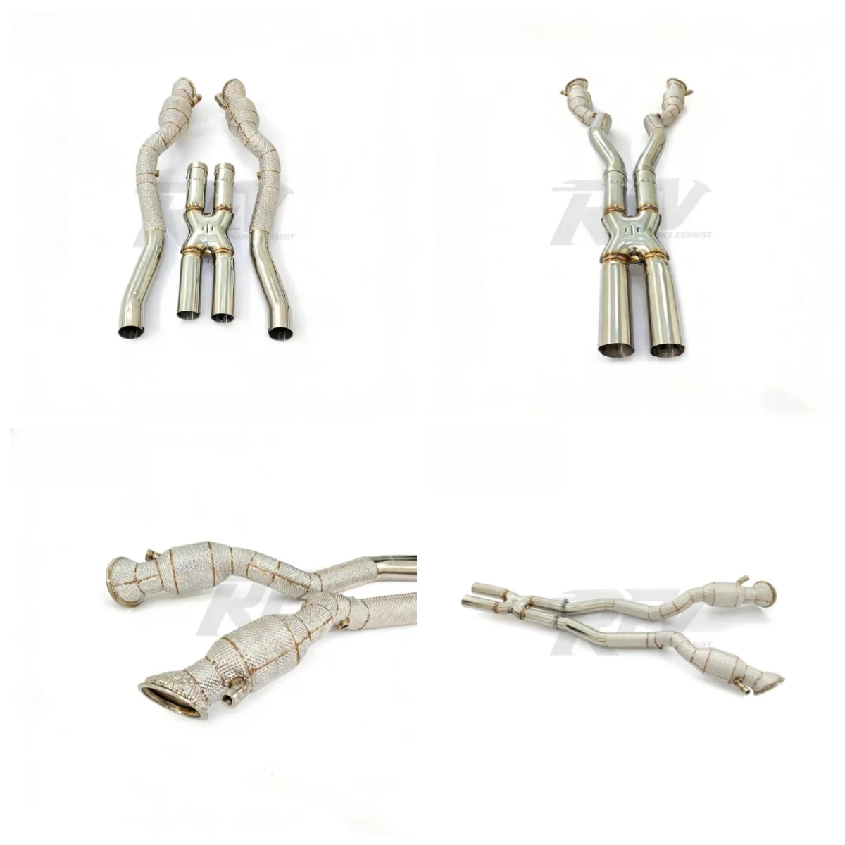 High Flow 200 Cell F12 Berlinetta 6.3L V12 Catted X Pipe Stainless Steel Exhaust Pipes 1.5mm Thick Heat Shield