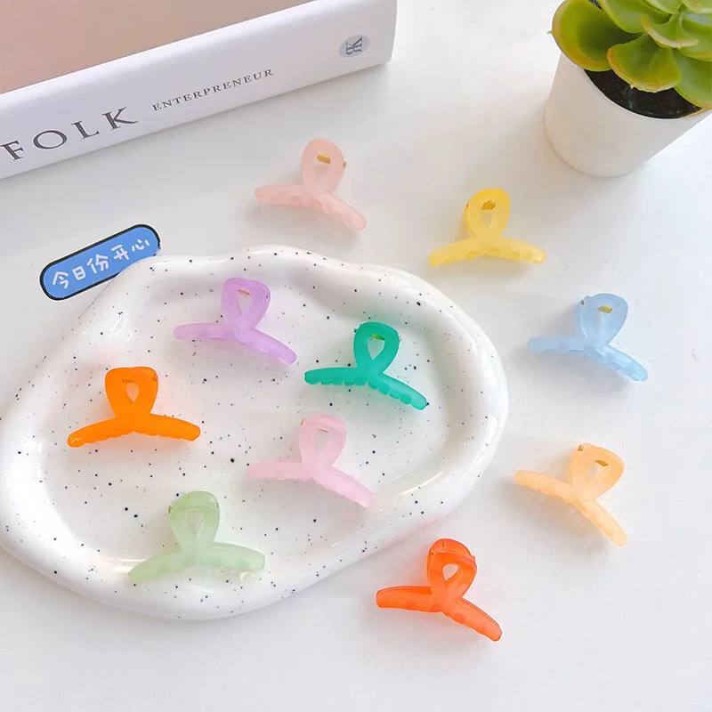 

Korean version of the mini the girl's top clip back head small jelly-colored cross and cute hair accessories
