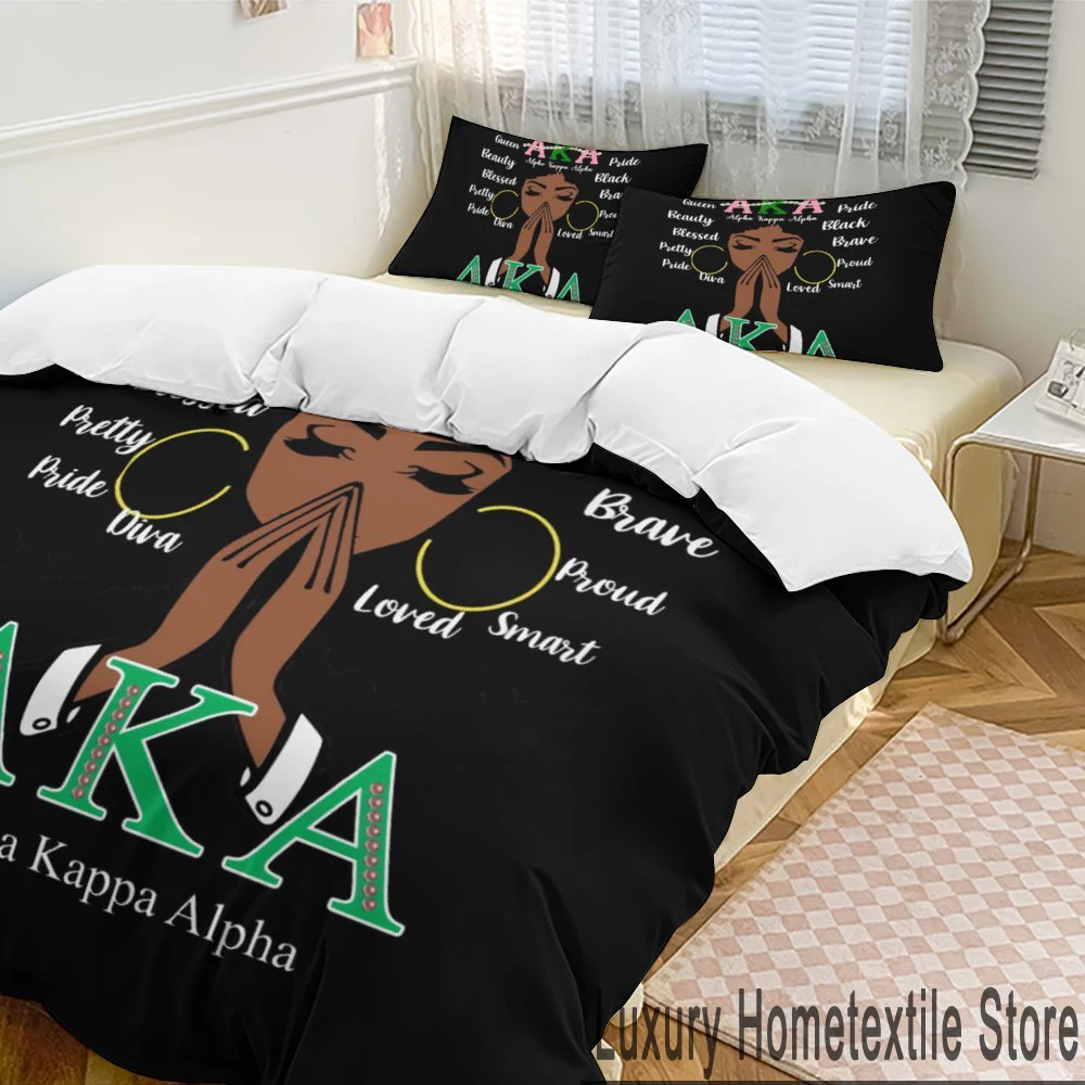 3D Alpha Sorority Kappa Alpha AKA Bedding Set Duvet Cover Bed Set Quilt Cover Pillowcase Comforter king Queen Size Boys Adult