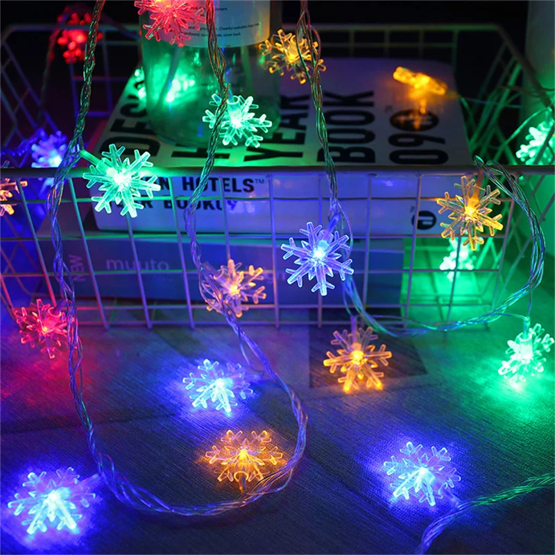 Novo LED Flocos De Neve Fadas Luzes Cordas USB/Alimentado Por Bateria Natal Garland Luzes para Xmas Party Decoração Do Feriado Do Jardim De Casamento