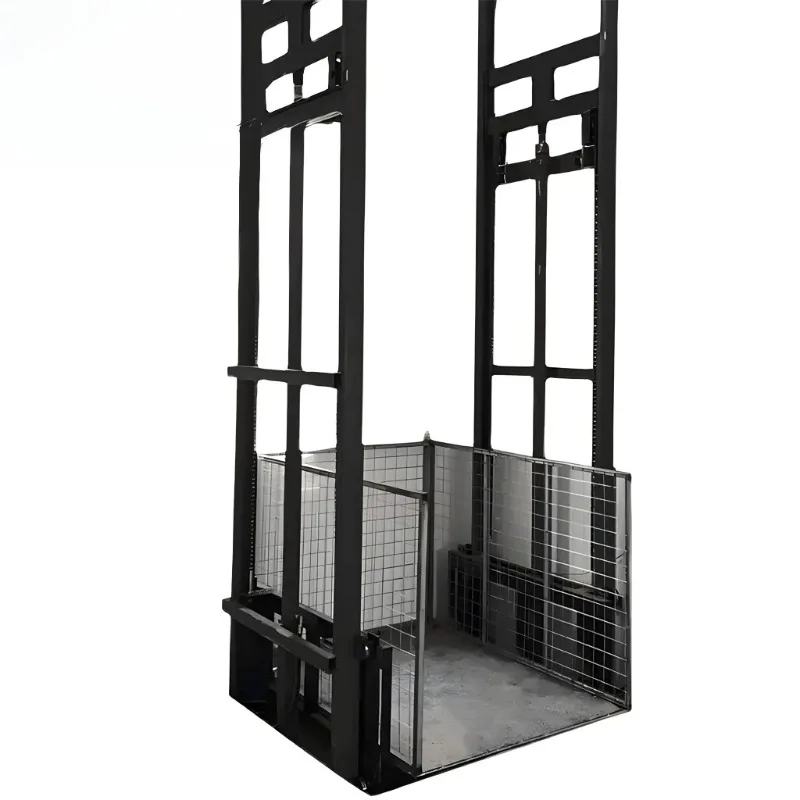 Ascensore di carico idraulico singolo doppio binario personalizzato Carico 500 kg Piattaforma di sollevamento semplice da 1 tonnellata Edificio di magazzino Elettrico