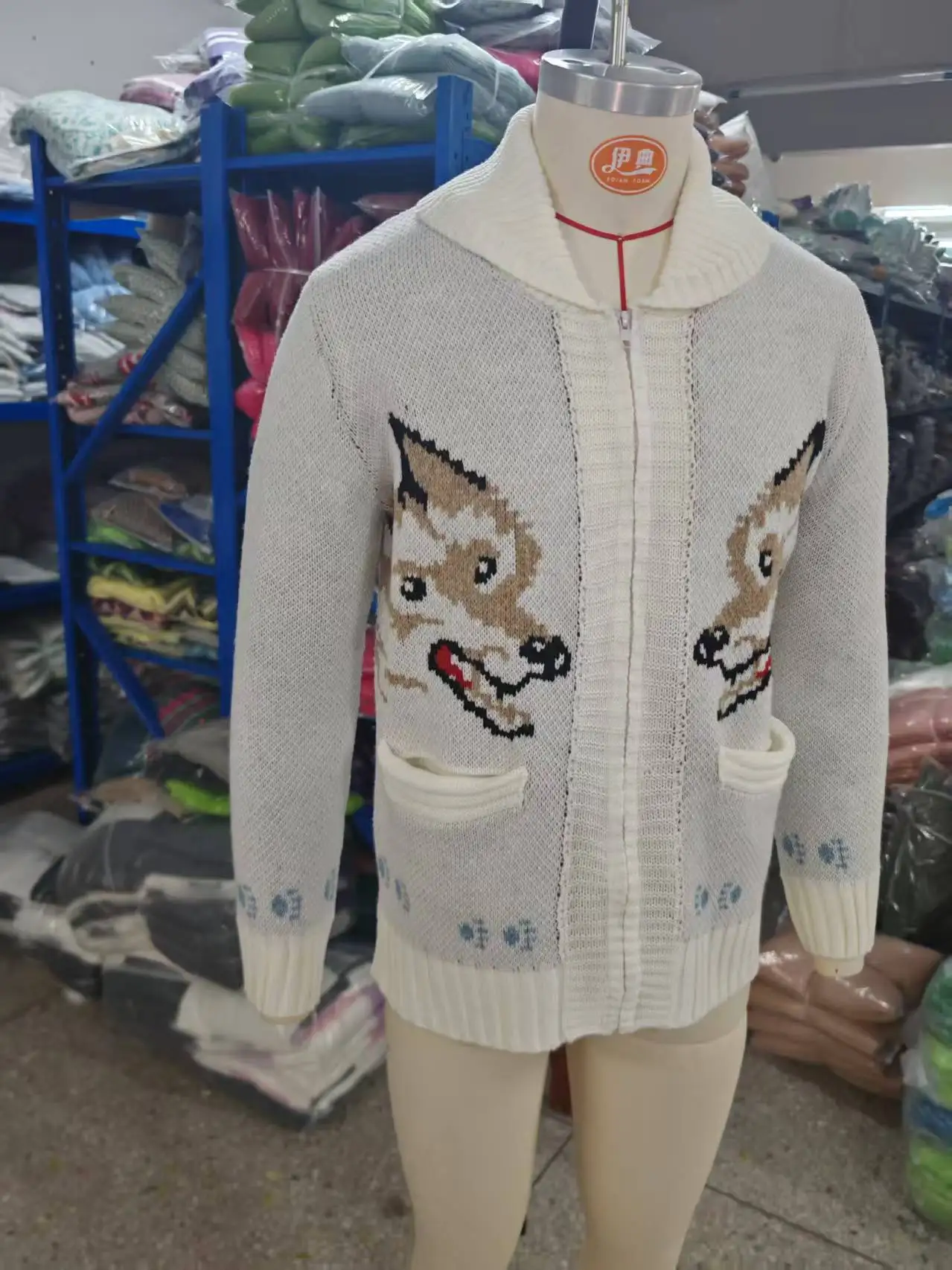 Men's Fox Plaid Knitted Sweater Blazer for Spring 2026 - Thick Knit with Zipper Closure Loose and Comfortable Style