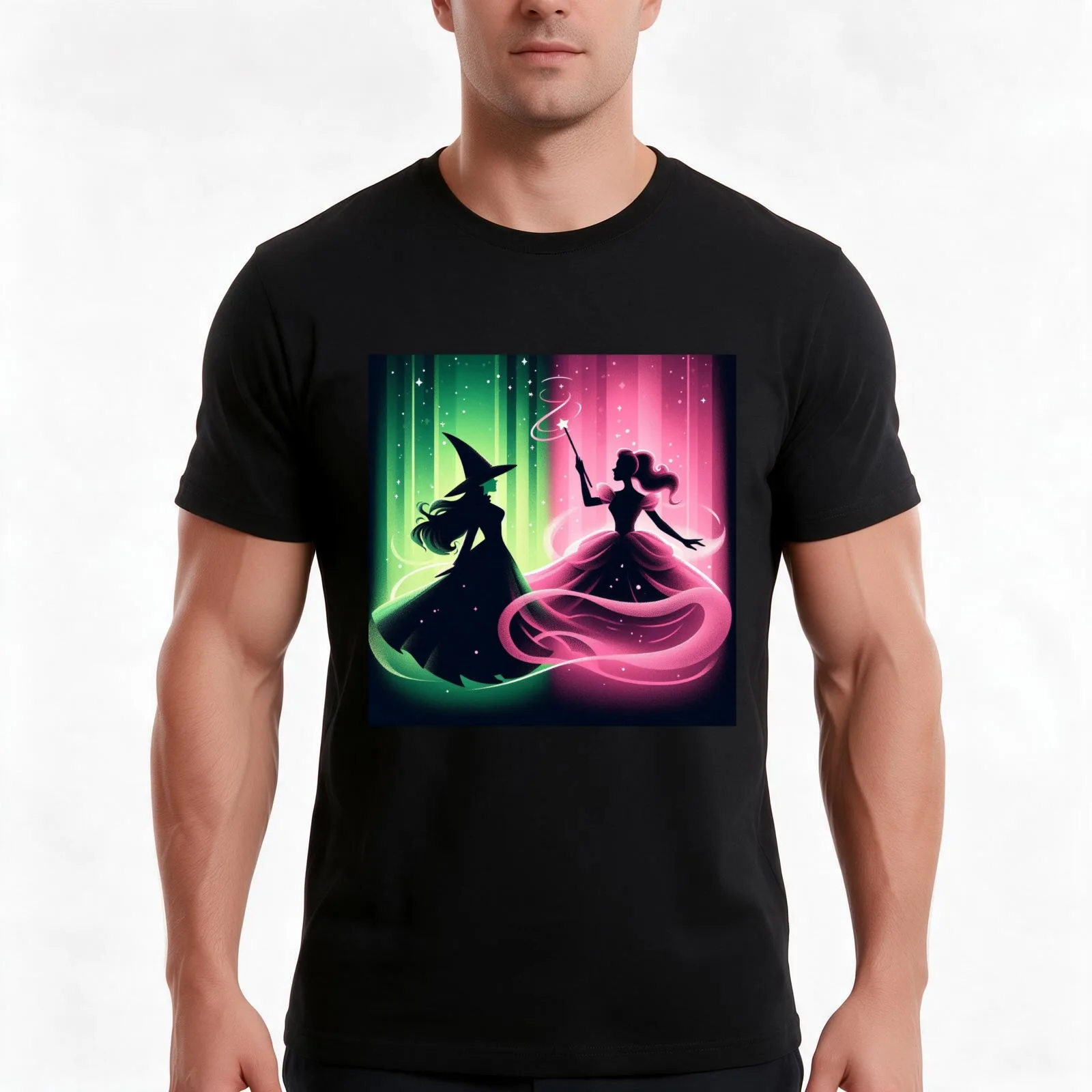 Elphaba & Glinda Wicked the Musical Defying Gravity T-Shirt, Summer Casual Cotton Tee, Oversized Streetwear Tops, 100% Cotton