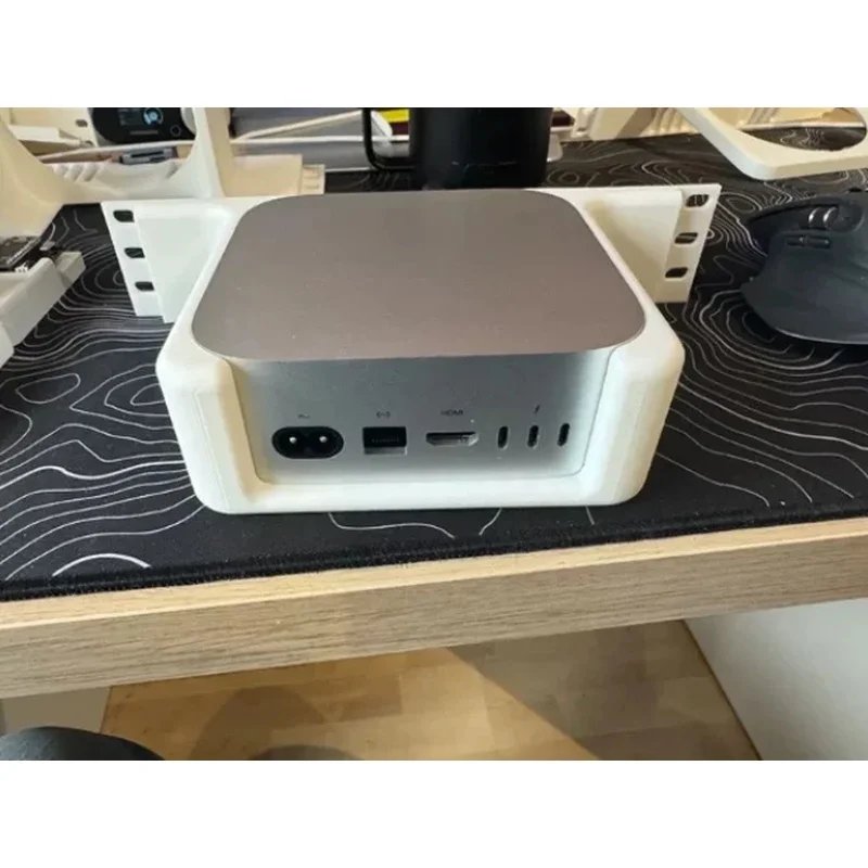 Reinforced Heavy‑Duty Mounting Bracket for Mac Mini 4 M4 Adjustable Holes Home‑Lab Server‑Room Anti‑shake Stand
