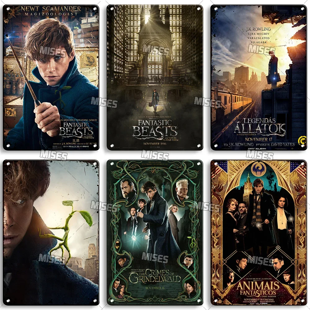 MISES Fantastic Beasts Movie Vintage Poster Metal Sign Decorative Plate Metal Plaque Pub Kitchen Cafe Wall Decor Metal Tin Sign