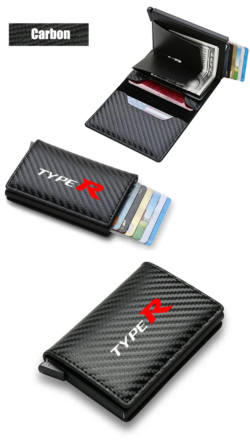 Anti Thief Rfid Credit Card Carbon Fiber Leather PU Men Wallet Gifts For Honda Civic Type R Type S FK8 FK2 FN2 EP3 Accessories