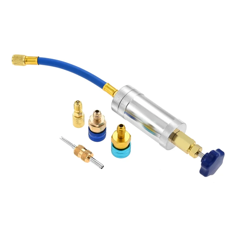 

R134A для R1234YF R410A инжектор для масляной краски переменного тока 1/4 "SAE и 1/4" SAE для R1234YF шприц для заправки системы хладагента