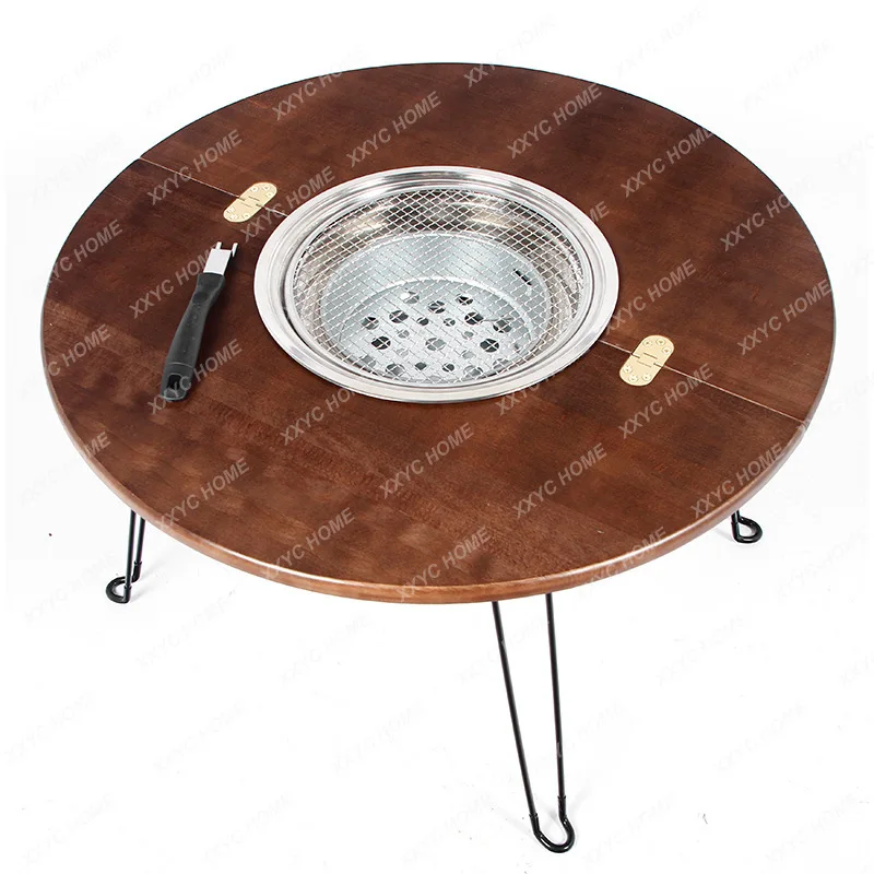 Outdoor Grill Stove Cooking Tea Table Camping Folding Coffee Table Indoor Barbecue Tea Cooker