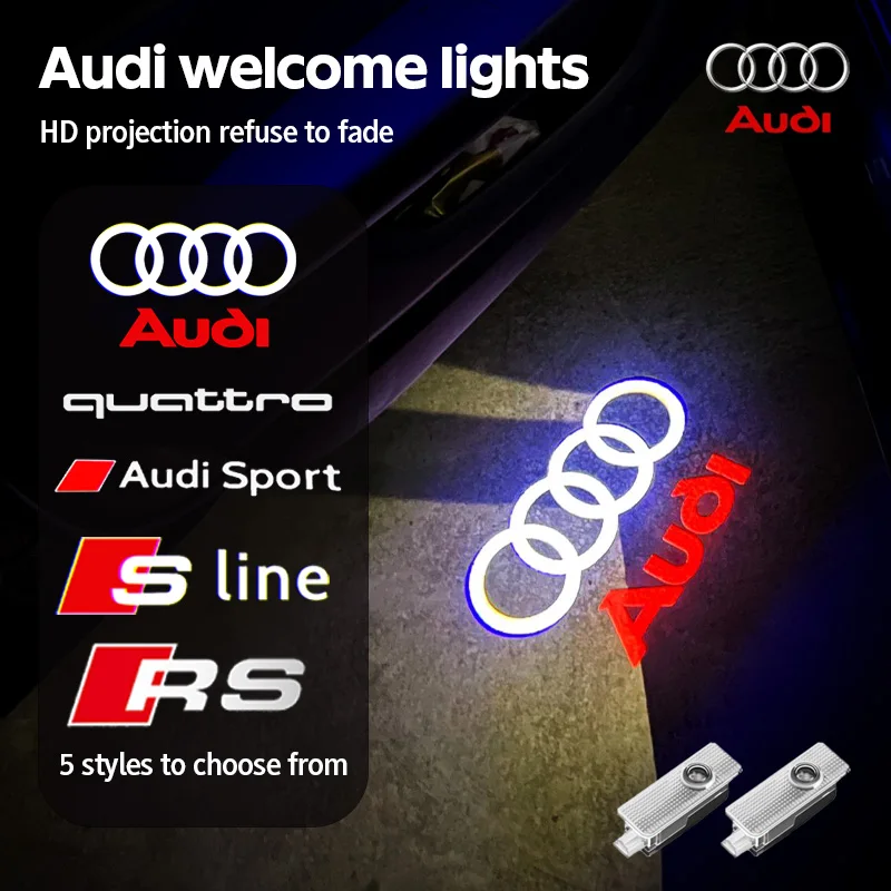 Luces de bienvenida para puerta de coche, lámparas de proyector Led, decoración para Audi Sline A3 A1 A4 A6 B8 A5 B7 C7 A7 A8 B9 B6 C6 Q2 Q3 Q5 Q7 Q8 TT R