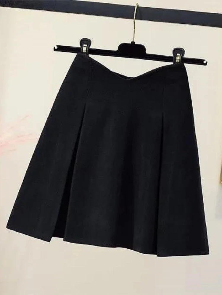High Waist A-Line  Skirt Women's Spring Autumn plus Size Slimming f-length Pleated Skirt Faionable Korean Design