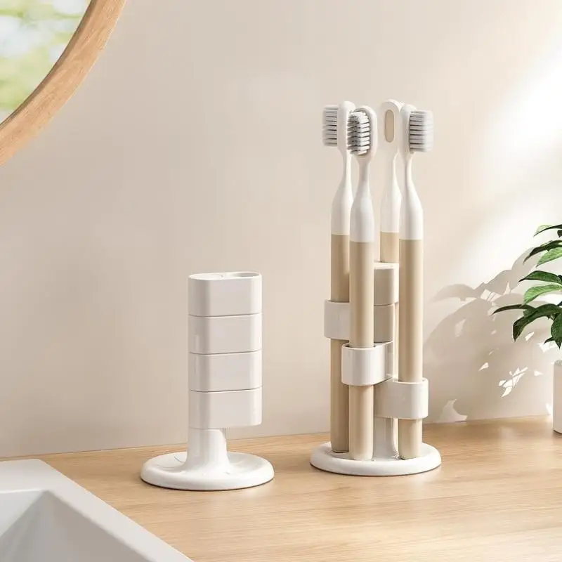 1pcs Rotating Toothbrush Holder Bathroom Desktop Toothbrush Storage Rack Makeup Brush Pen Organizers Bathroom Accessories