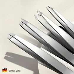 4Pcs Stainless Steel Precision Tweezers Set - For Grooming Eyebrows, Facial Hair, Comes with Convenient Travel Case