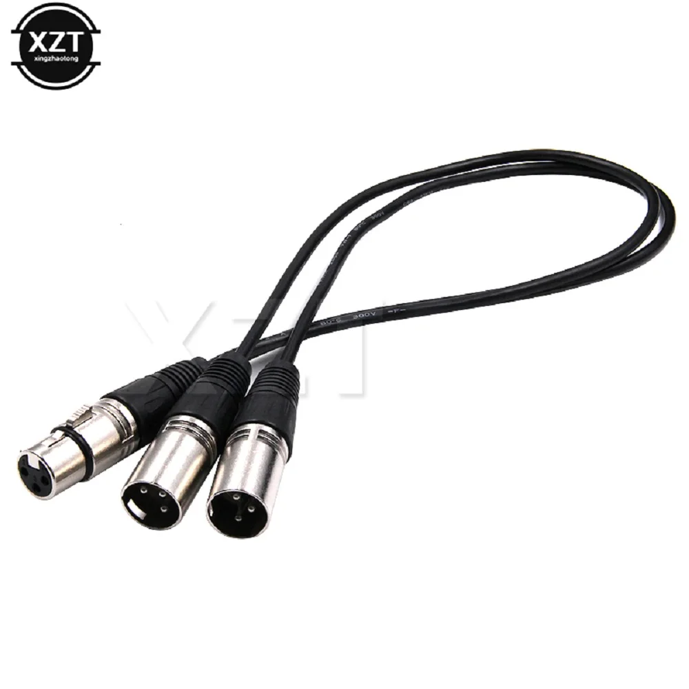 XLR Female Double Male Audio Line XLR CANNON Female Two Male 3 PIN Audio Cable XLR Y-Split Male 3P Cannon Spliter Converter 50CM