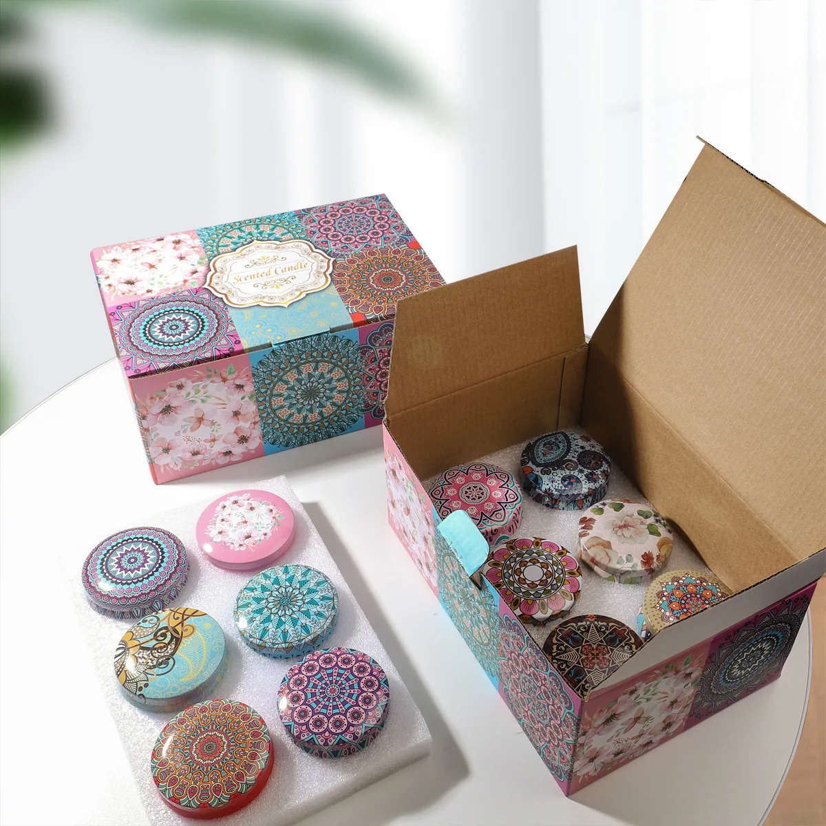 12 Scented Candle Gift Box Set: Soy Wax Dried Flower Scented Candles As A Souvenir Gift With Floral Fragrance mouth-shaped jar