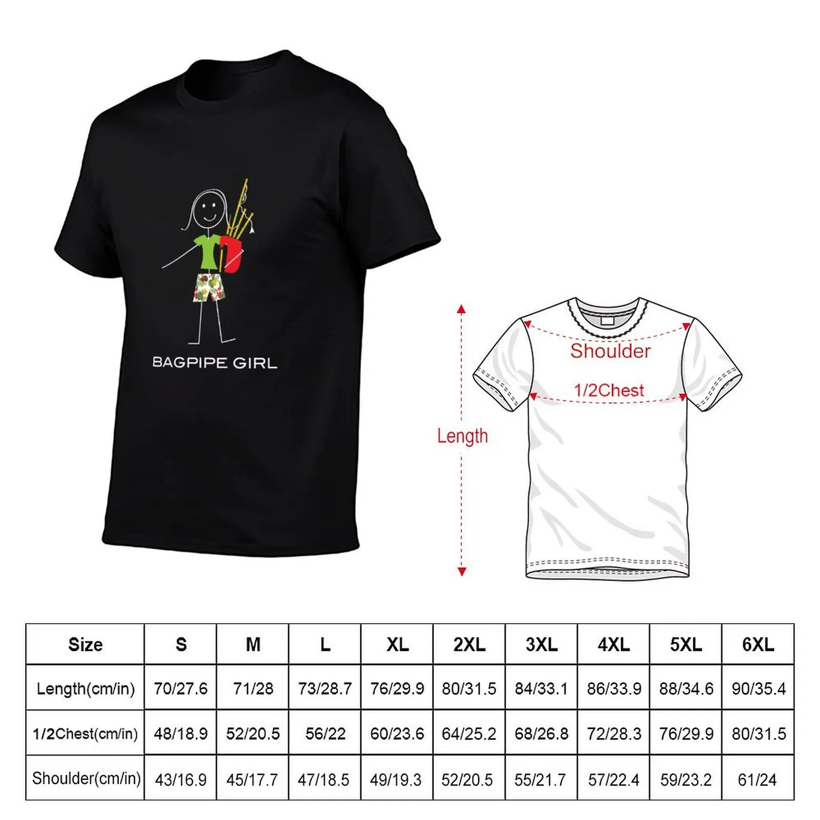 Funny Womens Bagpipe Girl T-Shirt man t shirts graphic t shirts cotton 100% t shirts for man cotton T-Shirt
