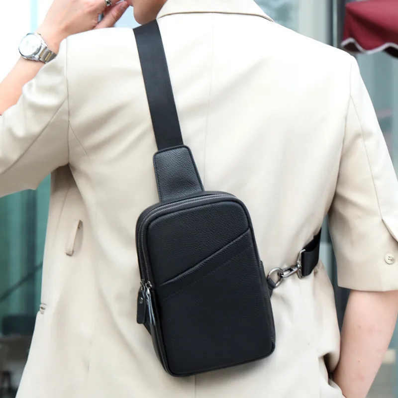 2026 Fashion Genuine Leather Men Waist Packs Male Casual Chest Pack High Quality Boy Brand Design Chest Package Shoulder Bags
