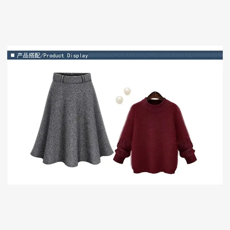 

Plus Size plus Size Winter High Waist Wool Knit Skirt for Fat Women A-Line Long Skirt Commute Sle Zipper Closure Color