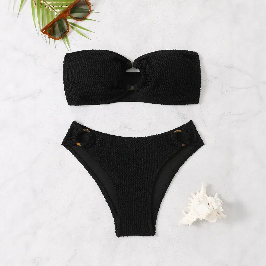 ใหม่ 2025 สี Ringed บิกินี่สามเหลี่ยมชุดว่ายน้ําผู้หญิงแยก Tankini ชุด Cross-Border Elegant ชุดว่ายน้ํา