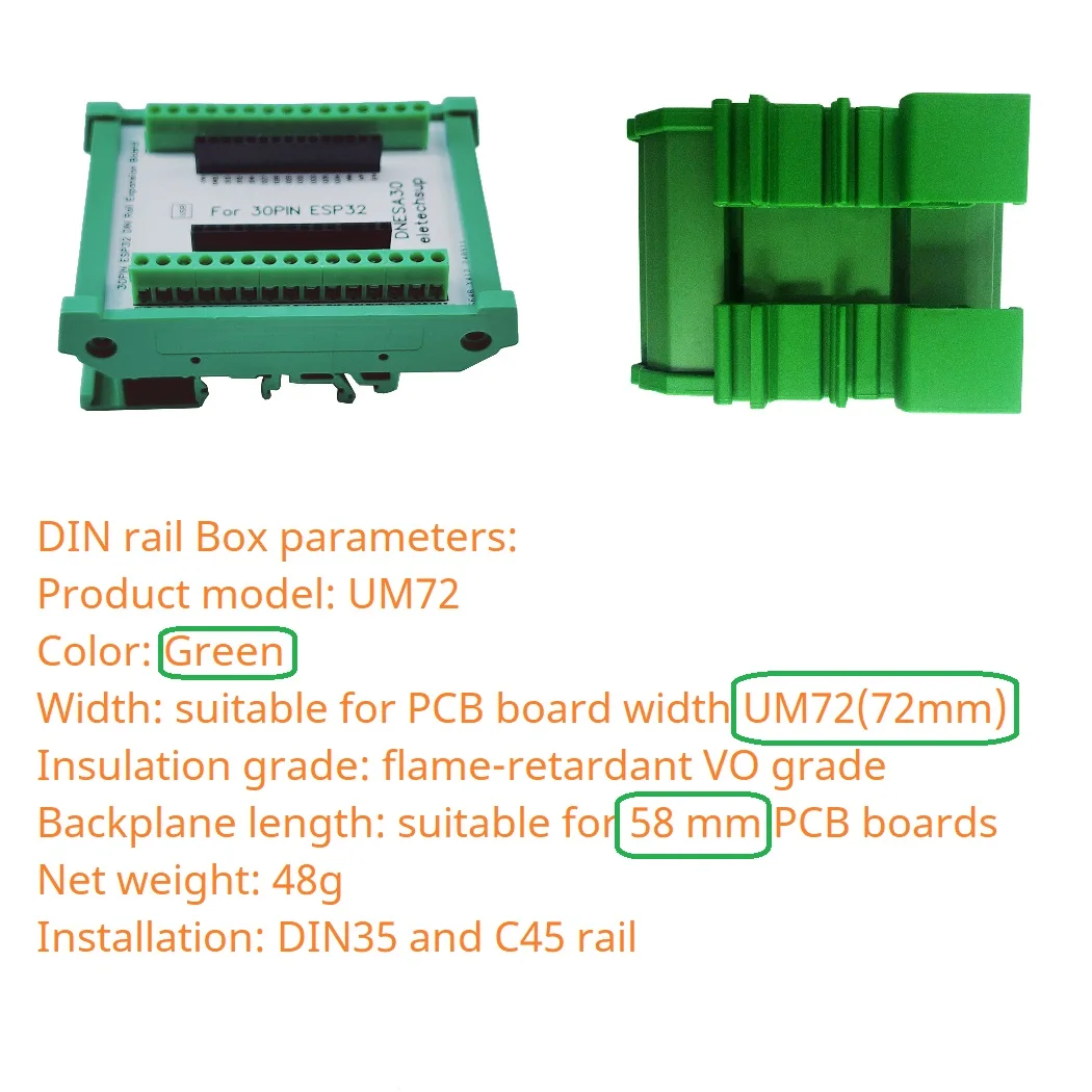 Din Rail Mounting DIN35 C45 Rail ESP32 Base Plate 3.96 Terminal Screw Terminal Block Adapter Module for Arduino Wifi BT IOT DIY