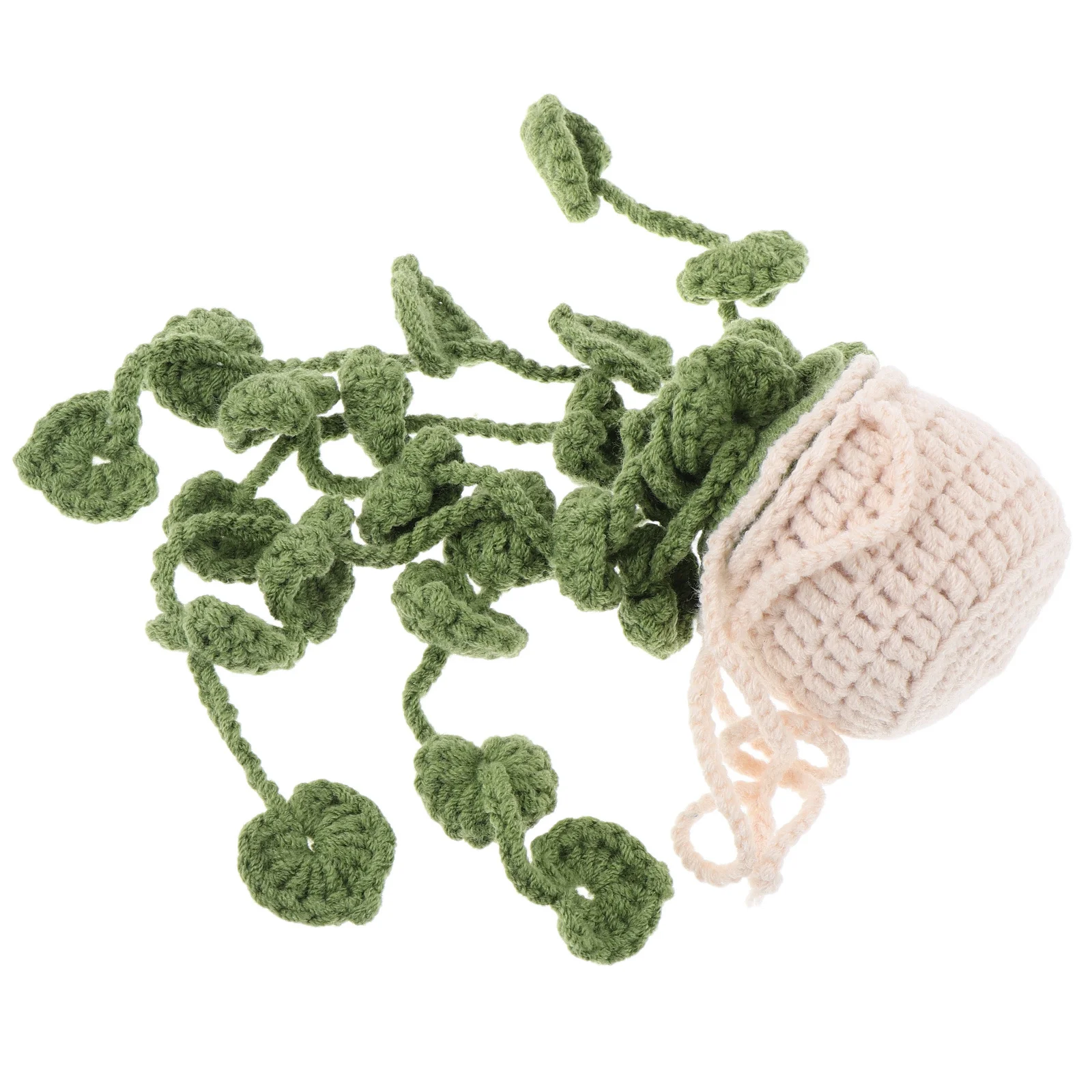 

Car Hanging Ornament Small Crochet Basket Plant Decorative Rearview Mirror Car Interior Charm Creative Hanging Accessory